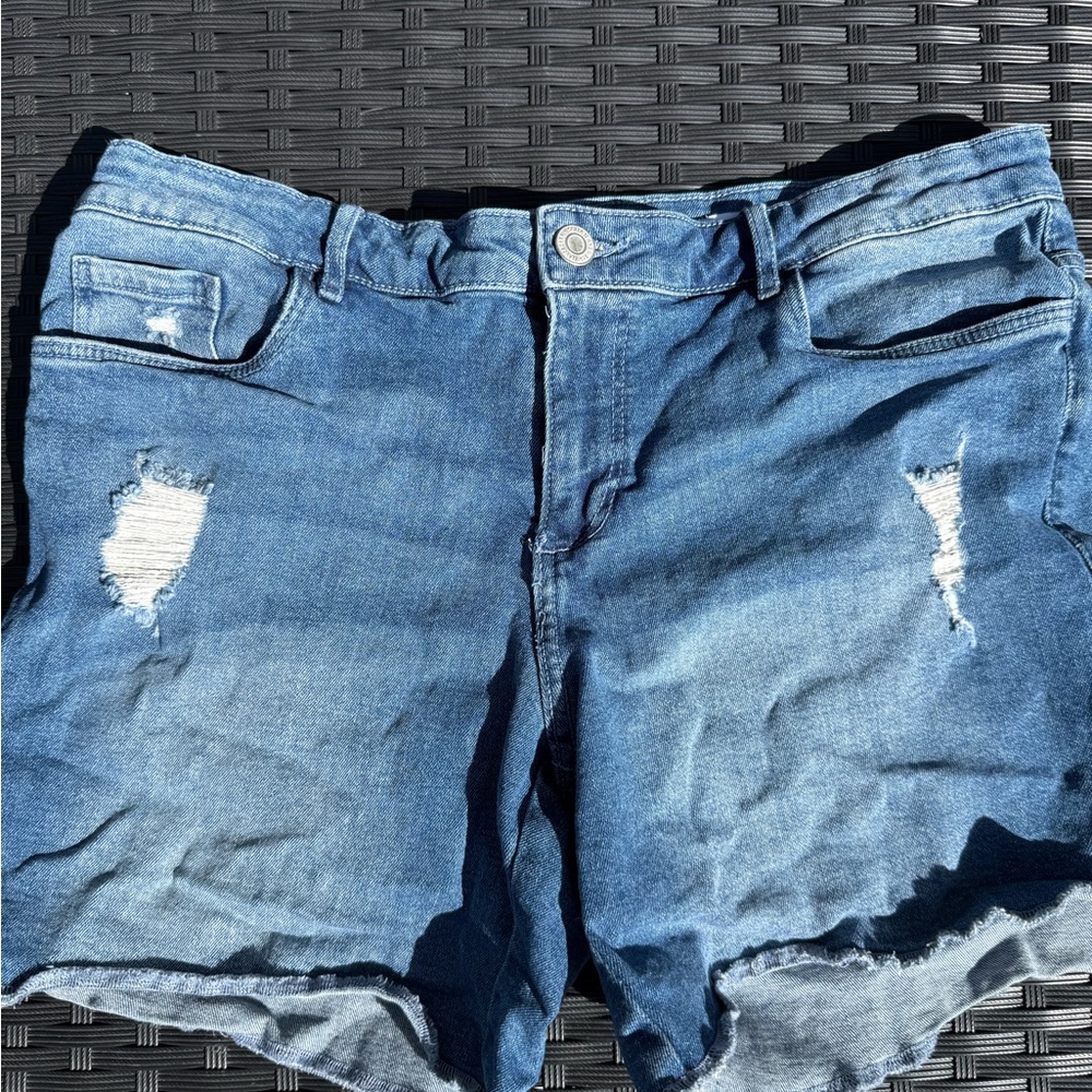 Stretchy Sofia Jeans Denim Blue Women's Distressed Shorts